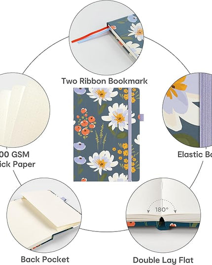 &And Per Se Dotted Journal Notebook, A5 Hardcover Bullet Dotted Journal, 160 Pages 100 gsm Thick Paper, 3 Sheets of Stickers Included - 5.7'' x 8'' (Garden Flowers)
