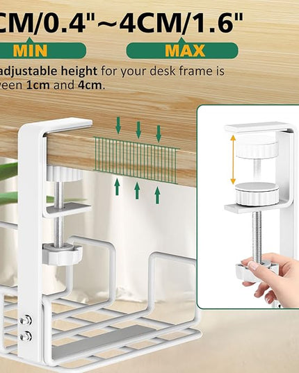 Under Desk Cable Management Tray, L 15.7''W 6.3'' No Drill Steel Desk Cable Organizers, Wire Management Tray Cable Management Rack, Desk Cable Tray Wire Organizer With Desk Cord Organizer
