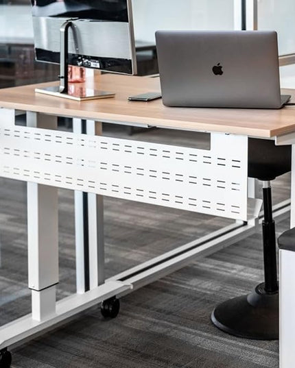 Stand Up Desk Store Under Desk Cable Management Tray Horizontal Computer Cord Raceway and Modesty Panel (White, 39")