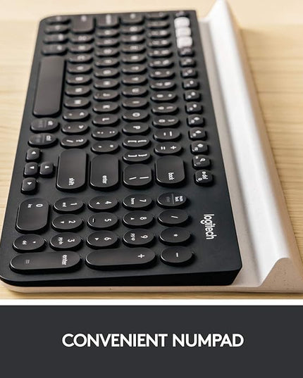 Logitech K780 Multi-Device Wireless Keyboard for Computer, Phone and Tablet – Flow Cross-Computer Control Compatible - Speckles, White