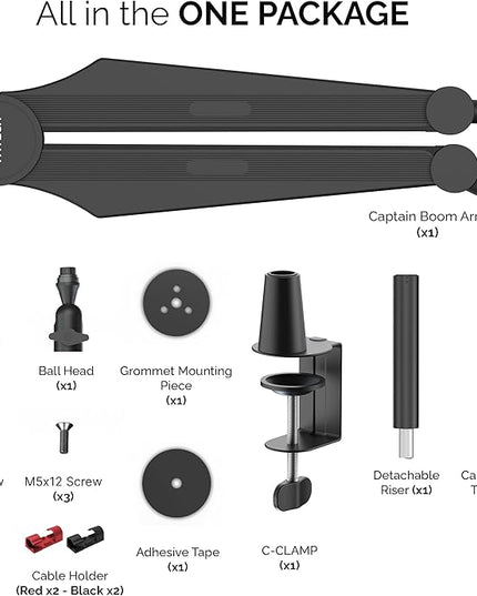 IXTECH Microphone Boom Arm Mic Arm for Blue Yeti Shure Sm7b Hyperx QuadCast Rode At2020 and Fifine Mic Stand for Gaming Podcasting and Streaming CAPTAIN Model