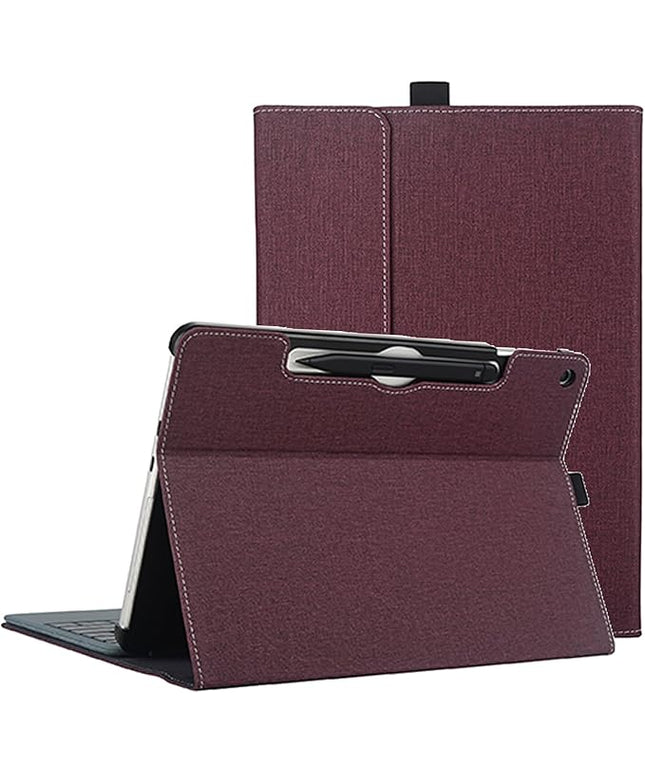 Tablet Case for 2025 New Microsoft Surface Pro 1st Edition 12-inch, PU Leather & Hard Shell Laptop Protective Cover with Multi-Angle Built-in Kickstand & Pen Holder (Wine Red)