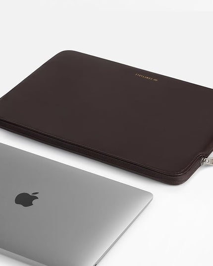 Comfyable Slim Laptop Sleeve Compatible with 13 Inch MacBook Air 13 in M4 M3 M2 M1, 13" MacBook Pro, PU Leather Bag Water-Resistant Cover Case, Chocolate