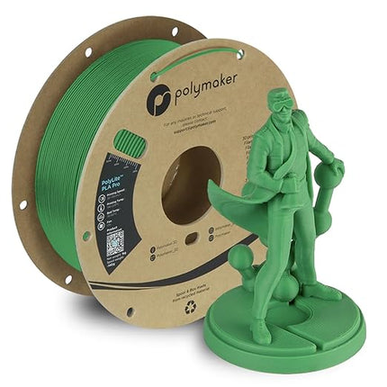 Polymaker PLA PRO Filament 1.75mm 1kg, Tough & High Rigidity Green 3D Printing Filament, PolyLite PLA PRO 3D Printer Filament 1.75mm, Print with Most 3D Printers