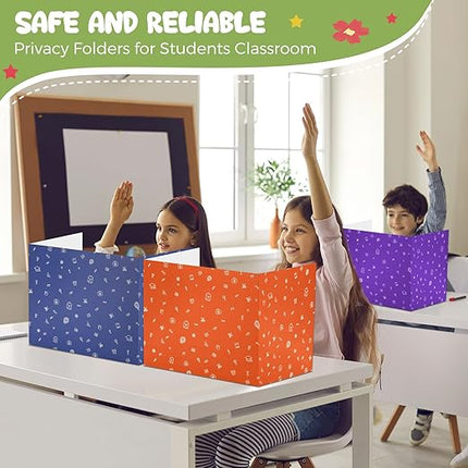 Sherr 30 Pcs School Privacy Boards Bulk for Student Colored Desk Trifold Divider Panels Privacy Partition Folders for School Student Teacher Desks, 15.8 x 13.4 x 11.81 Inches(Fresh Style)