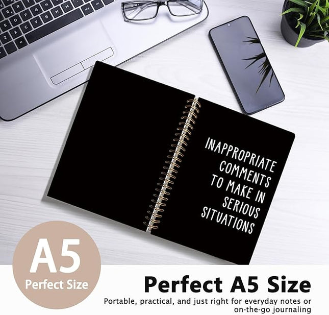 LIANGW Funny Notebooks for Work, Sarcastic Notebooks for Work, Funny Office Gifts for Coworkers, Funny Office Supplies, Black Hardcover Spiral Notebook 5.5x8.3 Inch