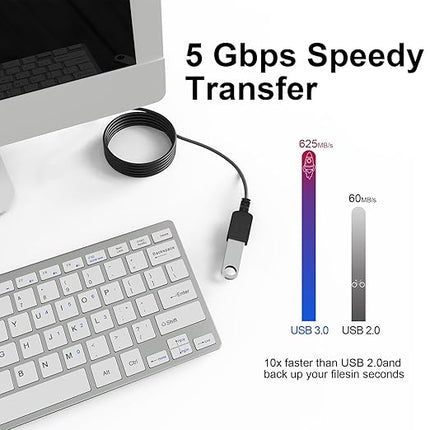 5ft USB 3.0 Extension Cable, USB Male to Female Extension Cord, 5Gbps Data Transfer and Charging Extension USB Cable for Keyboard, Mouse, Xbox, Flash Drive, Printer, Game Console,and More