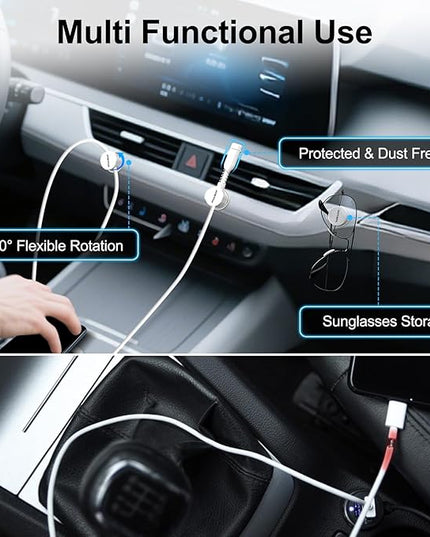 6 Desktop Cord Organizer Magnetic Spring Cable Clips Rotatable Cord Holder 2 Charging Cord Protecors for Nightstand Phone Charger Organizer Computer Desk Cable Management Appliance Adhesive Wire Strap