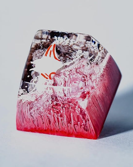 Manta Ray Artisan Keycap Pink Ocean Coral R1 SA Profile Custom Sea Creatures Keycaps 1U ESC Handmade Gaming Resin Key Cap Cherry MX Switch Compatible Mechanical Keyboard Manta Ray Lover Gift