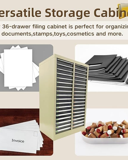 Office Document Cabinet 36 Small Transparent Drawers Vertical Home File Storage Cabinet Paper Organizer for Document Filing