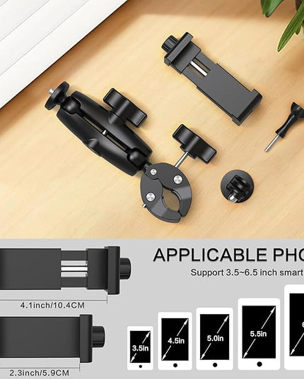 Taisioner Super Camera Clamp Mount 3.6" Socket Arm 360°Ball Head Magic Arm 1/4" Thread for Canon Nikon/Digital Camera/DSLR/Gopro/Insta360/LED Light(Gopro Adapter,Phone Holder)