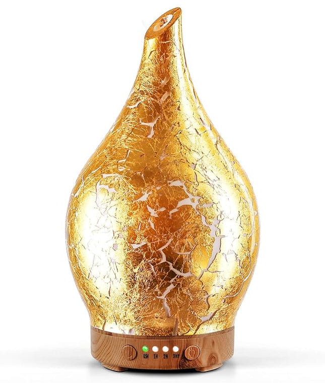 Porseme Essential Oil Diffuser Glass Aromatherapy Ultrasonic Humidifier, Air Refresh Auto Shut-Off, Timer Setting, BPA Free for Home Hotel Yoga Leisure SPA Gift 150ml Last 6H