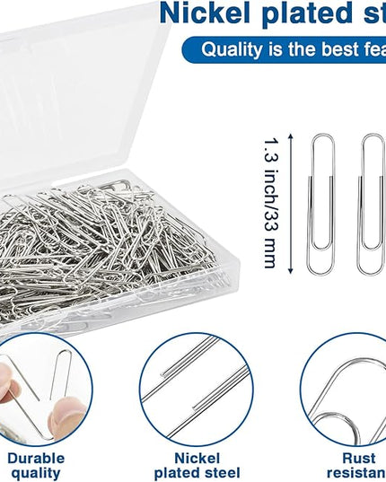 400 Pcs Medium Paper Clips,1.3 inch Smooth Paperclips Metal Paper Clip for Office, School and Teacher Supplies.
