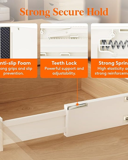 Lifewit 24 Pack Drawer Dividers 4" High, 11-17" Adjustable Dresser Drawer Organizers for Clothes, Expandable Dresser Separators in Bedroom/Bathroom/Kitchen/Vanity/Office Organization and Storage,Beige