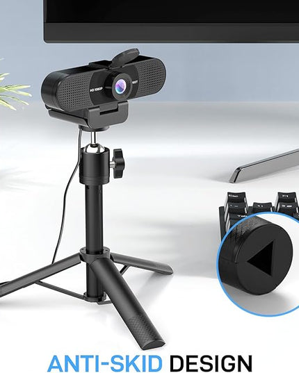 EMEET C960 Webcam with Tripod, 1080P Webcam with Microphone, Adjustable Height Mini Tripod, C960 Web Camera with Privacy Cover, Plug & Play with Stand for Zoom/Skype/YouTube/FaceTime