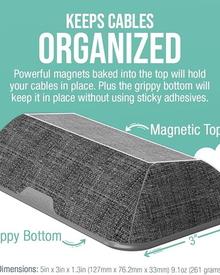 Smartish® Magnetic Cord Holder - Bigger Cable Wrangler Stocking Stuffer Organizer with Magnet Clips for Charger Management on Desktop, Nightstand - Holds 6+ Cables - No. 2 Pencil Gray