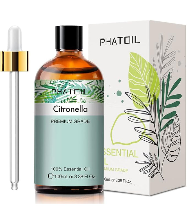 PHATOIL 100ML Citronella Essential Oil, for Aromatherapy Diffusers, Humidifiers, Great for DIY Candle and Soap Making, Gift for Friend