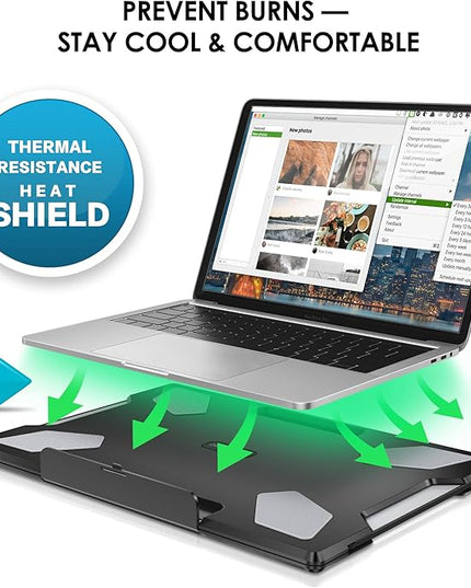 DeskLogics Laptop Lap Desk for Bed & Couch, Portable Laptop Lap Pad with Retractable Left/Right Mouse Pad, Stable & Comfortable Lap Tray for Sofa, Travel, Writing & Home Office