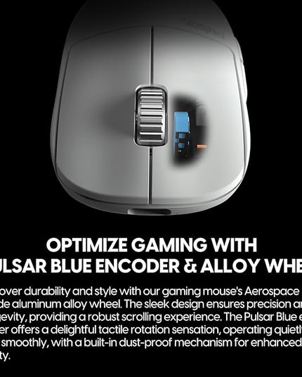Pulsar Gaming Gears - X2H eS Wireless Gaming Mouse, Limited Edition, Symmetrical, Optical Switch, OLED Display, Driverless, PAW3395 Sensor, 100H Battery, 4K dongle Included (Medium, White)