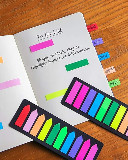 KICNIC Sticky Tabs 2250pcs, Self-Adhesive Book Tabs for Annotating Books, Arrow Page Markers Flags for Notebooks, Bible, Binder, School, Office[3 Designs, 3 Sizes, 10 Bright Colors]