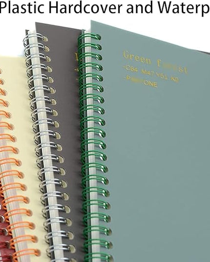 Yansanido Spiral Notebook, 4 Pcs 8.3 Inch x 5.9 Inch A5 Thick Plastic Hardcover 8mm Ruled 4 Color 80 Sheets -160 Pages Journals for Study and Notes (style 10-Wine Red,Brown,Green,ivory, A5)