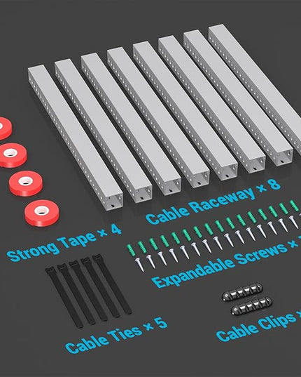 Open Slot Wire Duct Kit, 125.6"(8 x 15.7) Server Rack Cable Management, Cable Management Raceway for Hide Network HDMI VGA Cable, Wiring Raceway Cable Duct, Desk Wire Channel, 8 Pack, Grey