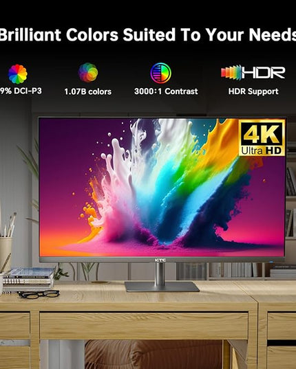 KTC 32 Inch 4K Smart Monitor, Google System UHD (3840x 2160) Smart Monitor with Speakers, Netflix Licensed, Type-C 65W PD, WirelessDisplay, HDR, Bluetooth, Hey Google Voice Remot, VESA Support, A32Q8