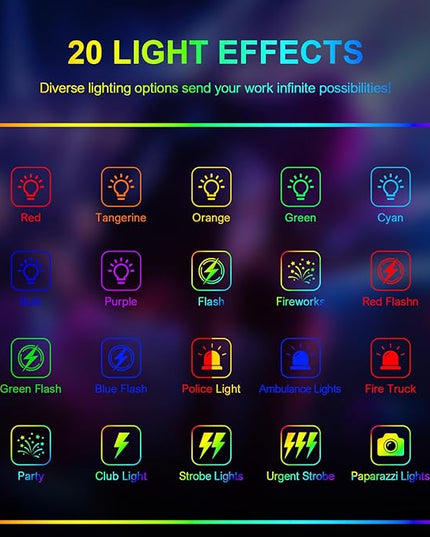 Hagibis RGB Camera Light,360°Full Color Portable Video Light LED Photo Light w Cold Shoe,2200mAh Rechargeable CRI97+,20Effects Lighting for Photography/Advertising Poster/Short Film (RGB-Black)