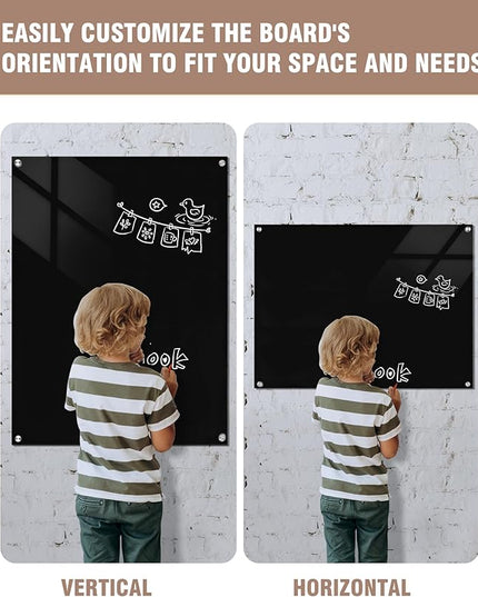 Mifuro Magnetic Glass Whiteboard，48"x36" Wall Mounted Frameless Dry Erase Board for Office, Home & School Black