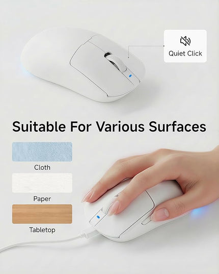 C98 Wired Keyboard and Mouse Combo, Wired Computer Keyboards with Wrist Palm, Double-Shot Keycaps, Silent RGB Backlight Keyboard for Windows/MAC/PC (White)