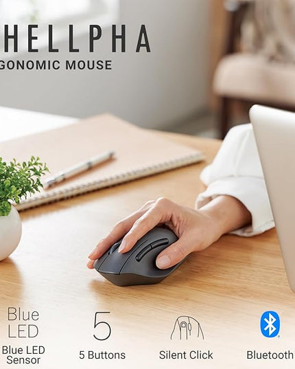 ELECOM Bluetooth Mouse Ergonomic Shape, Silent Click, 18-Month Battery Life, 2000DPI, 5 Buttons, Optical Sensor, Compatible with PC, Mac, Laptop, SHELLPA, Black (M-SH20BBSKBK)