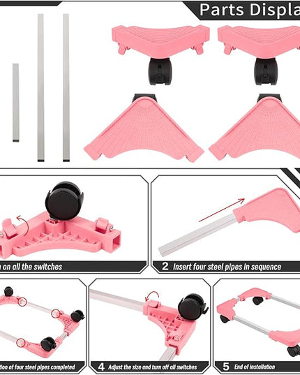 Liitrton Mobile CPU Tower Stand with Ventilation, 4 Locking Casters, Multiple Colors, Fits Most Under Desk Stands for Office Gamers (Pink)