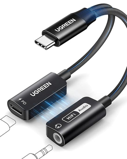 UGREEN Magnetic USB C to 3.5mm Audio Adapter and Charger 2 in 1 Hi-Res 32bit/384kHz Aux to USB C with PD 60W Fast Charging Dongle Cable for iPhone 17 Pro Max, Switch 2, Galaxy S25Ultra, iPad Pro