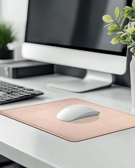 PU Leather Mouse Pad With Stitched Edge, Micro-Fiber Base, Non-Slip Waterproof for Computers, Laptop, 8x11 Inch (Champagne Gold)