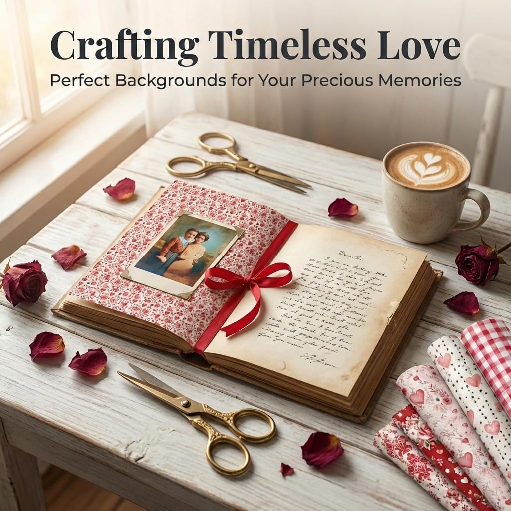 Valentine Scrapbook Paper 12x12 Inch, 24 Sheets Double Sided 160gsm Cardstock Pad, Acid Free Vintage Patterned Craft Paper for Card Making, Valentines Day DIY Gifts & Love Scrapbooking Supplies