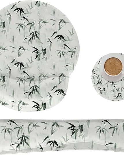RICHEN 3 PCS Computer Mouse Pads for Desk with Coaster Set, Non-Slip Keyboard Wrist Rest and Mouse Pad Set, Ergonomic Design(YKMWR-56)