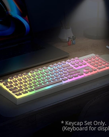 Guffercty kred 117-Key Pink Pudding Keycaps, OEM Profile PBT Anti-Wear Translucent Backlight for Mechanical Keyboard(Pink Pudding)