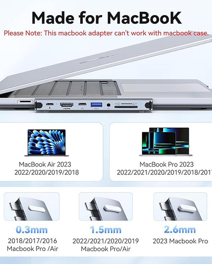 USB C Hub Adapter for MacBook Pro Air 2022 2021 2020 2019 Docking Station for MacBook M1 M2 USB C to HDMI Mac Accessories Multiport Dongle with 4K HDMI USB 3.0 SD TF Thunderbolt 3 USB-C Port Type C