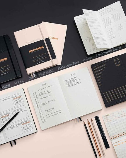 LEUCHTTURM1917 The Official Bullet Journal Edition 2 - Notebook Built for BuJo, Medium A5 204 Pages of 120gsm Paper, With Bujo Pocket Guide (Black)