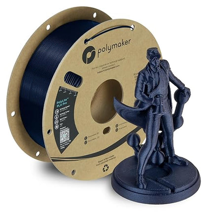 Polymaker PLA PRO Filament 1.75mm 1kg, Tough & High Rigidity Metallic Blue 3D Printing Filament, PolyLite PLA PRO 3D Printer Filament 1.75mm, Print with Most 3D Printers