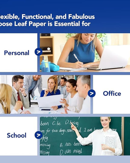 Kaisa Filler Paper Notebook Paper College Ruled 8"x10.5" Loose Leaf Paper for 3-Ring Binders 150 Sheet/pack,12pack (Total 1800 Sheets)