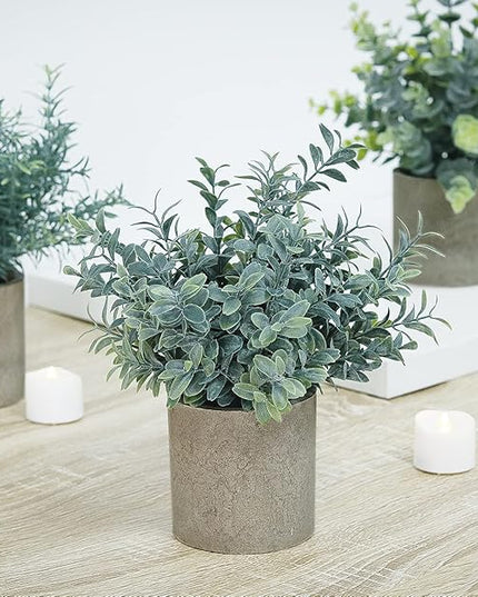 Fake Plants,3 Pack Small Artificial Plants Indoor Mini Potted Faux Plants For Home Decor,Eucalyptus Greenery Plastic Green Grass Fake Plants for Shelves Desk Bathroom Bedroom Farmhouse Shelf Decor