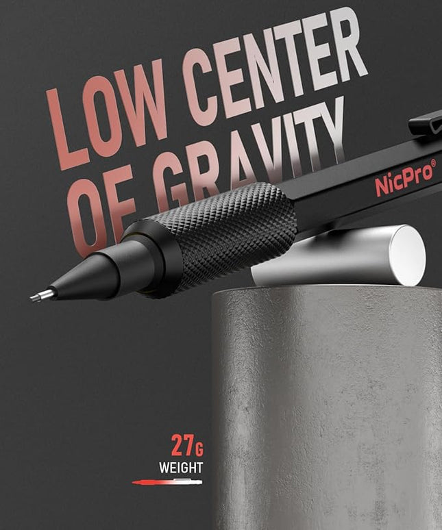 Nicpro 0.9 Metal Mechanical Pencil Set with Case, 3PCS Hevey Duty MP2000 Lead Pencil With 6 Tube HB Lead Refills 0.9mm, Erasers, Weatherproof Barrel for Outdoor Writing Drafting Drawing Sketching
