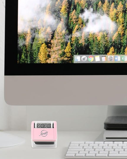 Miseyo Wide Identity Theft Protection Roller Stamp Set - Pink (3 Refill Ink Included)