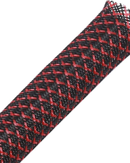 25ft - 1/2 inch PET Expandable Braided Sleeving – BlackRed – Alex Tech Braided Cable Sleeve