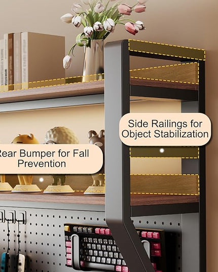 JHDXL Desk Shelf Organizer with Pegboard & Storage Accessories, Space-Saving Desk Storage Shelf, Desktop Shelf Organizer Display Rack, for Dorm, Office(White 2,95 * 113cm/37.4 * 44.5in)