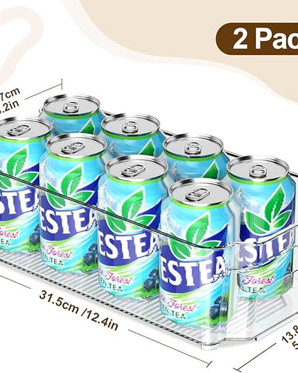 Clear Fridge Organizer, Refrigerator Organizer Bins with Handle, Freezer, Kitchen Cabinet, Pantry Organization, BPA Free Fridge Organizers (12.4 inch 2 Pack)