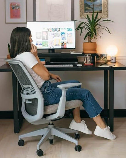 Haworth Soji Office Chair with Ergonomic Adjustments and Lumbar Support, Flexible Mesh Back (Carbon)