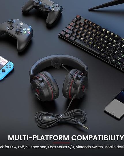 EKSA E900 Gaming Headset with Microphone - PC Headset with Detachable Noise Canceling Mic, 3D Surround Sound, Wired Headphone for PS4, PS5, Xbox, Computer, Laptop, Switch, Handheld (3.5MM Jack)