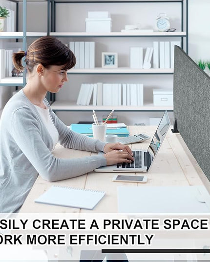 Colarr Sound Proof Dividers with Clamp 16 x 47 '' Mounted Desk Divider Privacy Panel Acoustic Absorbing Desk Partition Privacy Boards for Office Desktop Accessories Reduce Distractions